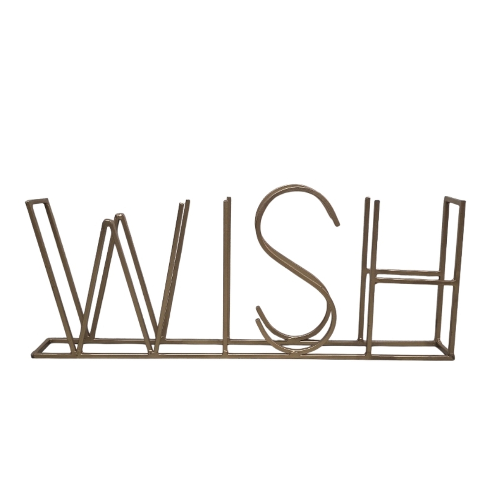 Home Decor 'WISH' Metal Artwork Goldtone Shelf Or Wall